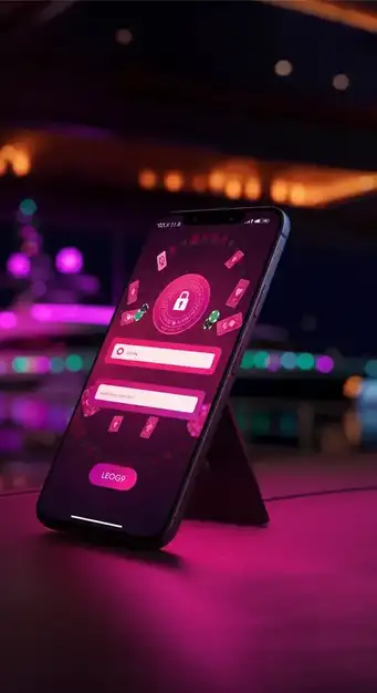 Smartphone mit Gizbo Casino App und aktiviertem Face ID Login auf iOS